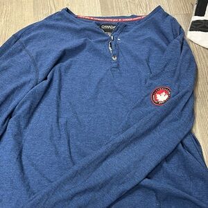 Canada Men's Long Sleeve Blue Shirt